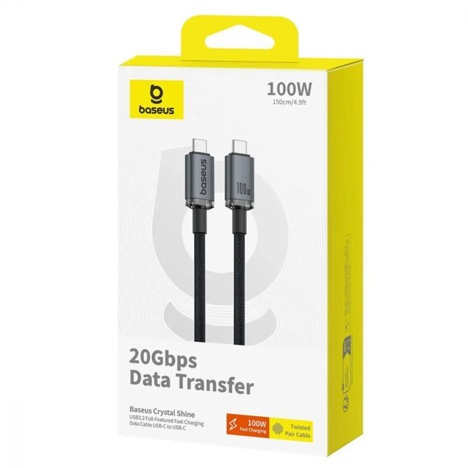 Кабель Baseus Crystal Shine USB3.2 Full Featured Type-C to Type-C 100W (1.5m) Black, P10318204111-00