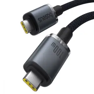 Кабель Baseus Crystal Shine USB3.2 Full Featured Type-C to Type-C 100W (1.5m) Black, P10318204111-00
