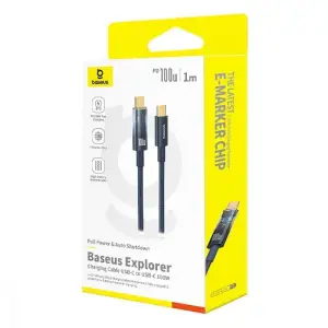 Кабель Baseus Explorer Series Auto Power-Off Type-C to Type-C 100W (1m) Black, P10319703111-00