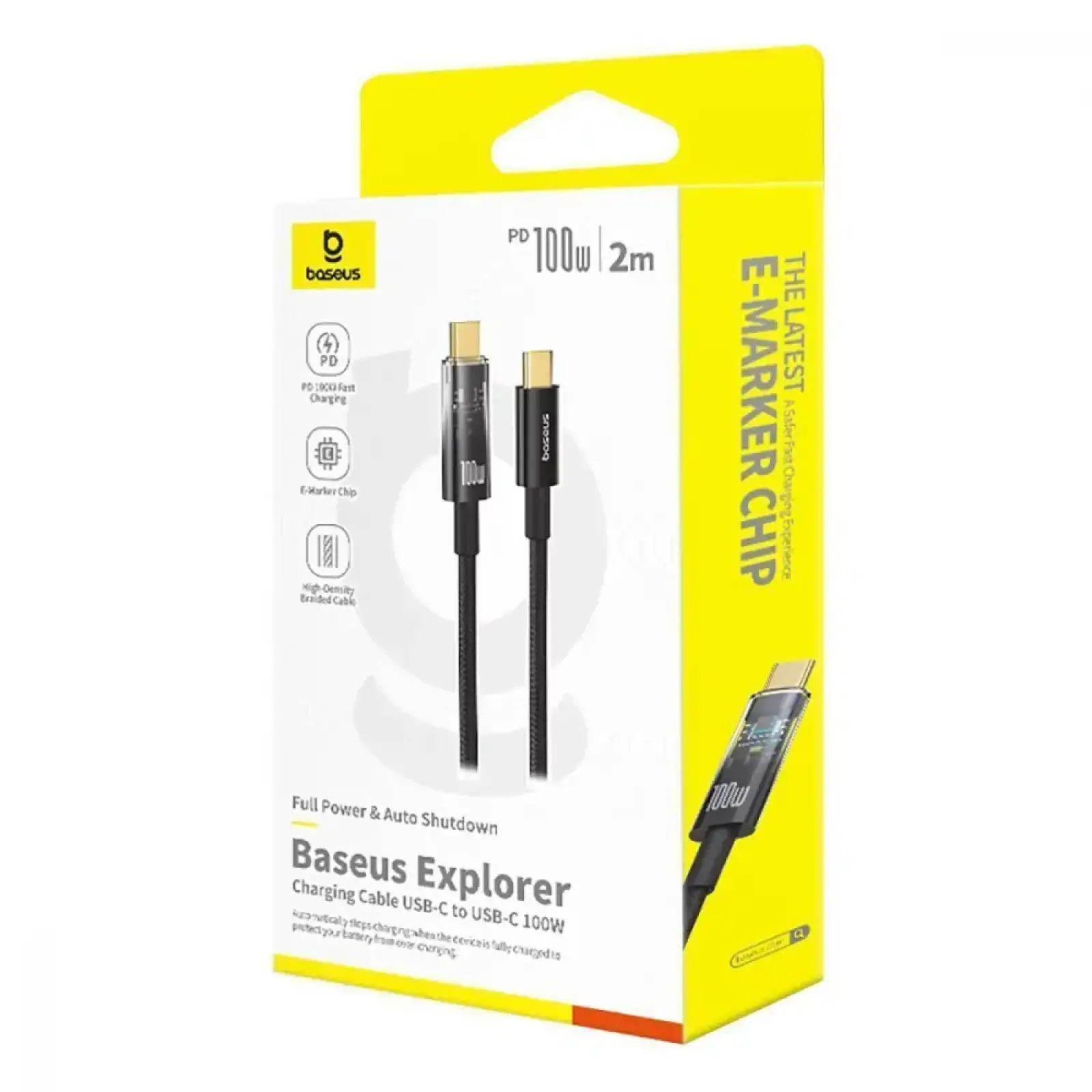 Кабель Baseus Explorer Series Auto Power-Off Type-C to Type-C 100W (2m) Black, P10319704111-00