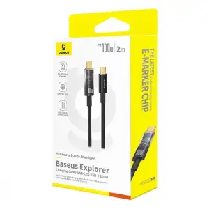 Кабель Baseus Explorer Series Auto Power-Off Type-C to Type-C 100W (2m) Black, P10319704111-00