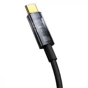 Кабель Baseus Explorer Series Auto Power-Off Type-C to Type-C 100W (2m) Black, P10319704111-00
