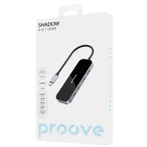 Type-C-Хаб Proove Shadow (2*USB3.0 + Type-C + PD100W + HDMI) Dark Gray, HBSW10221205