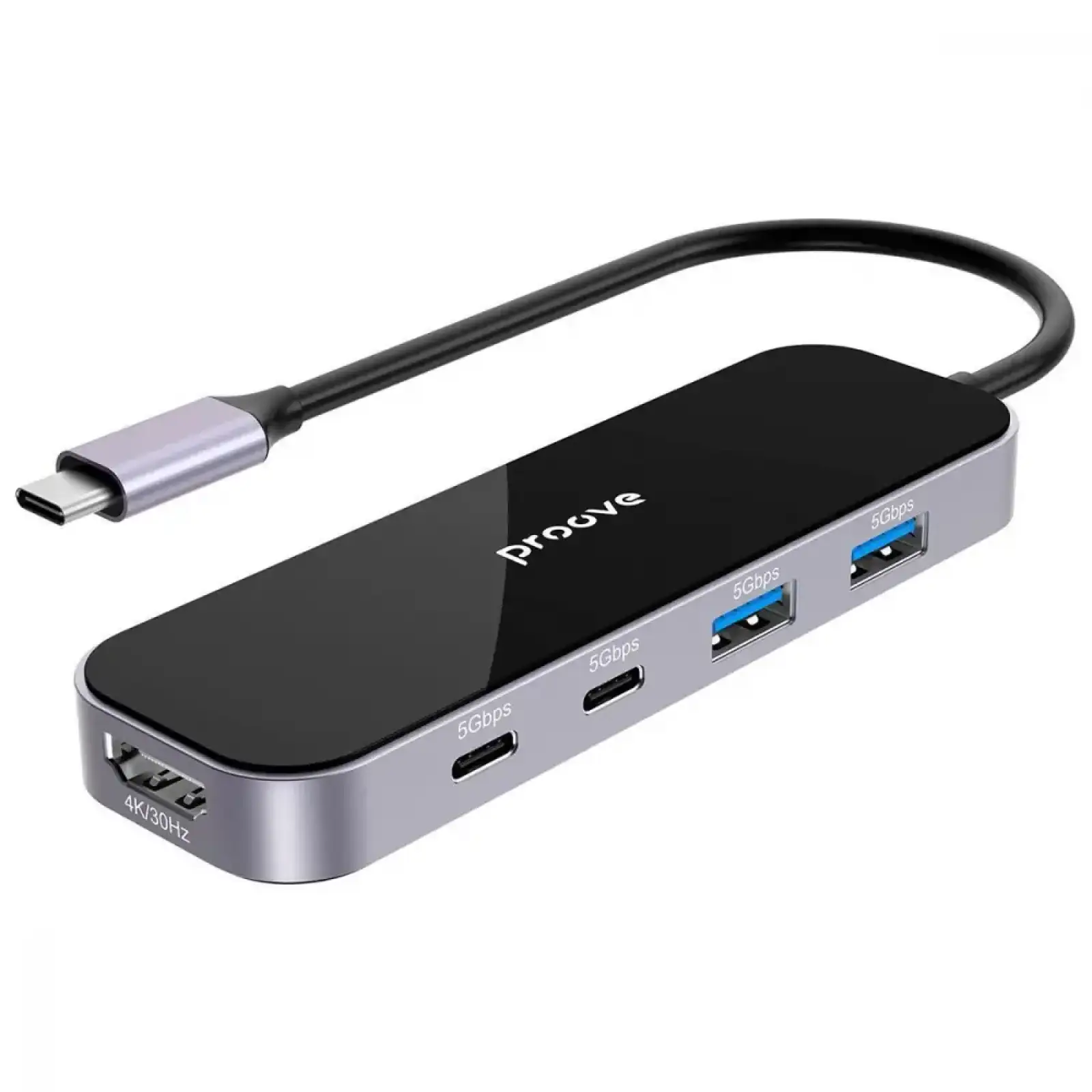 Type-C-Хаб Proove Shadow (2*USB3.0 + Type-C + PD100W + HDMI) Dark Gray, HBSW10221205