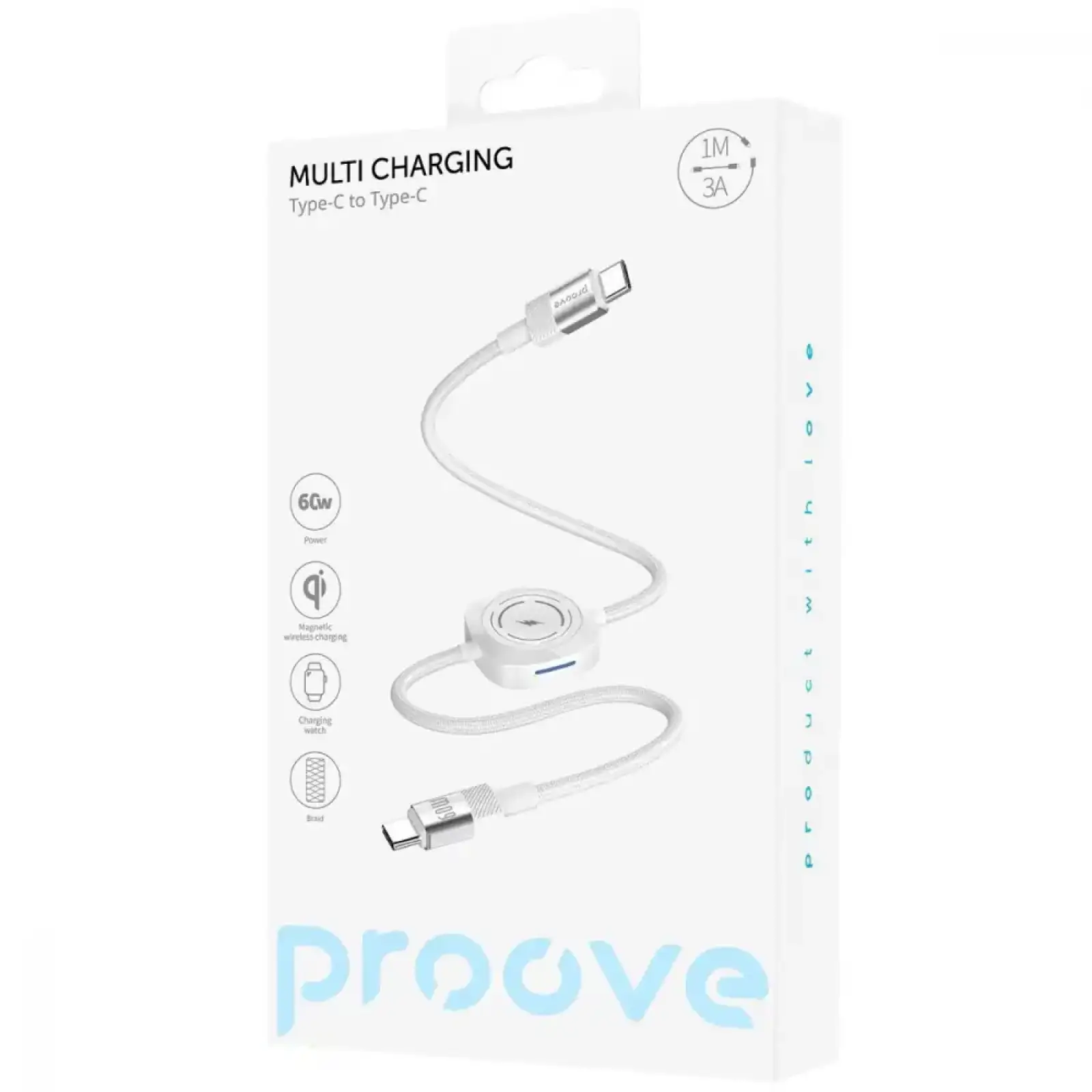 Кабель Proove Multi Charging Type-C to Type-C 60W White CCMT27002101