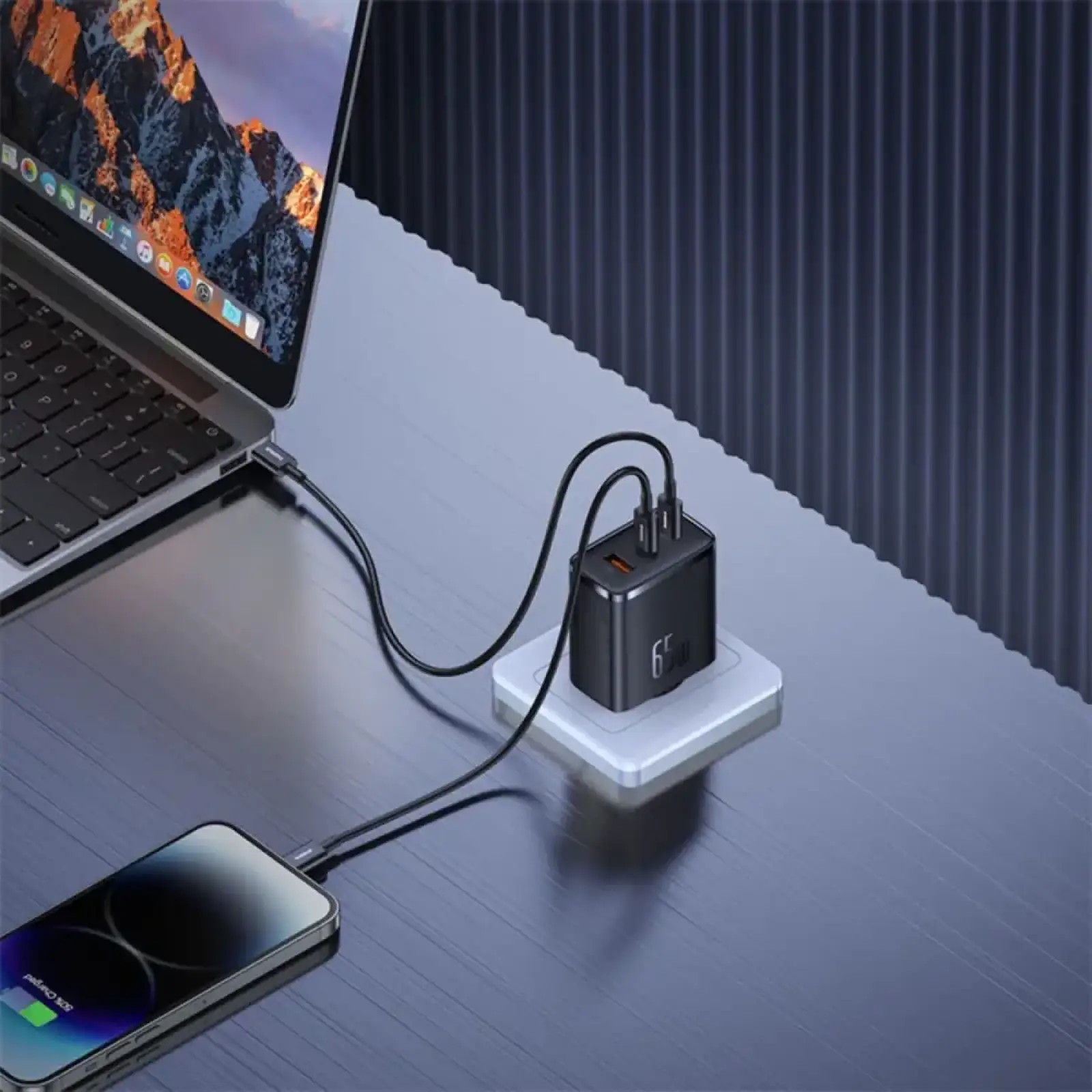 МЗП Baseus Cube Pro Fast Charger 65W (2 Type-C + USB) Black