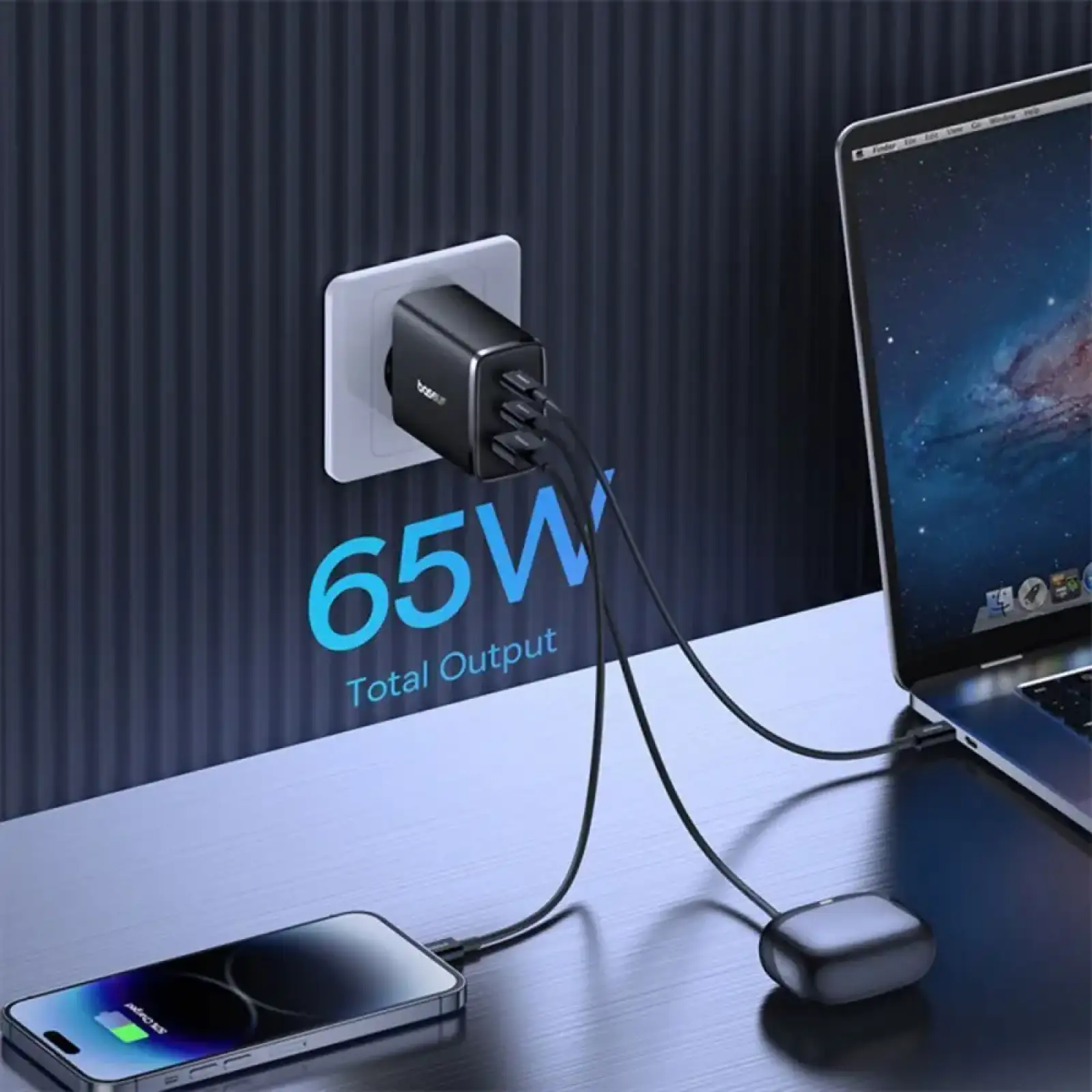 СЗУ Baseus Cube Pro Fast Charger 65W (2 Type-C + USB) White