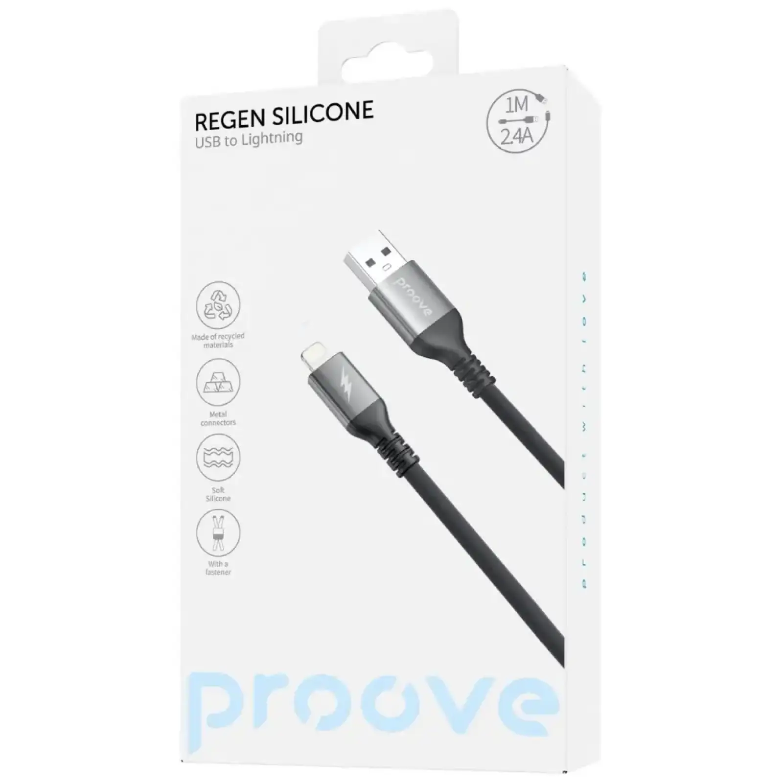 Кабель Proove ReGen Silicone Lightning 2.4A (1m) Black (621800001)