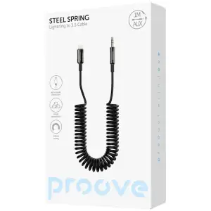 Кабель AUX Proove Steel Spring Lightning to 3.5 (1m) Black