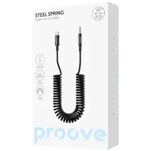 Кабель AUX Proove Steel Spring Type-C to 3.5 (1m) Black