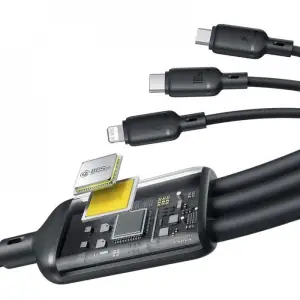 Кабель Baseus Silky One-for-Three Fast Charging Type-C to Micro USB+Lightning+Type-C 100W 1.5m Black