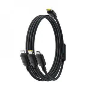 Кабель Baseus Silky One-for-Three Fast Charging Type-C to Micro USB+Lightning+Type-C 100W 1.5m Black