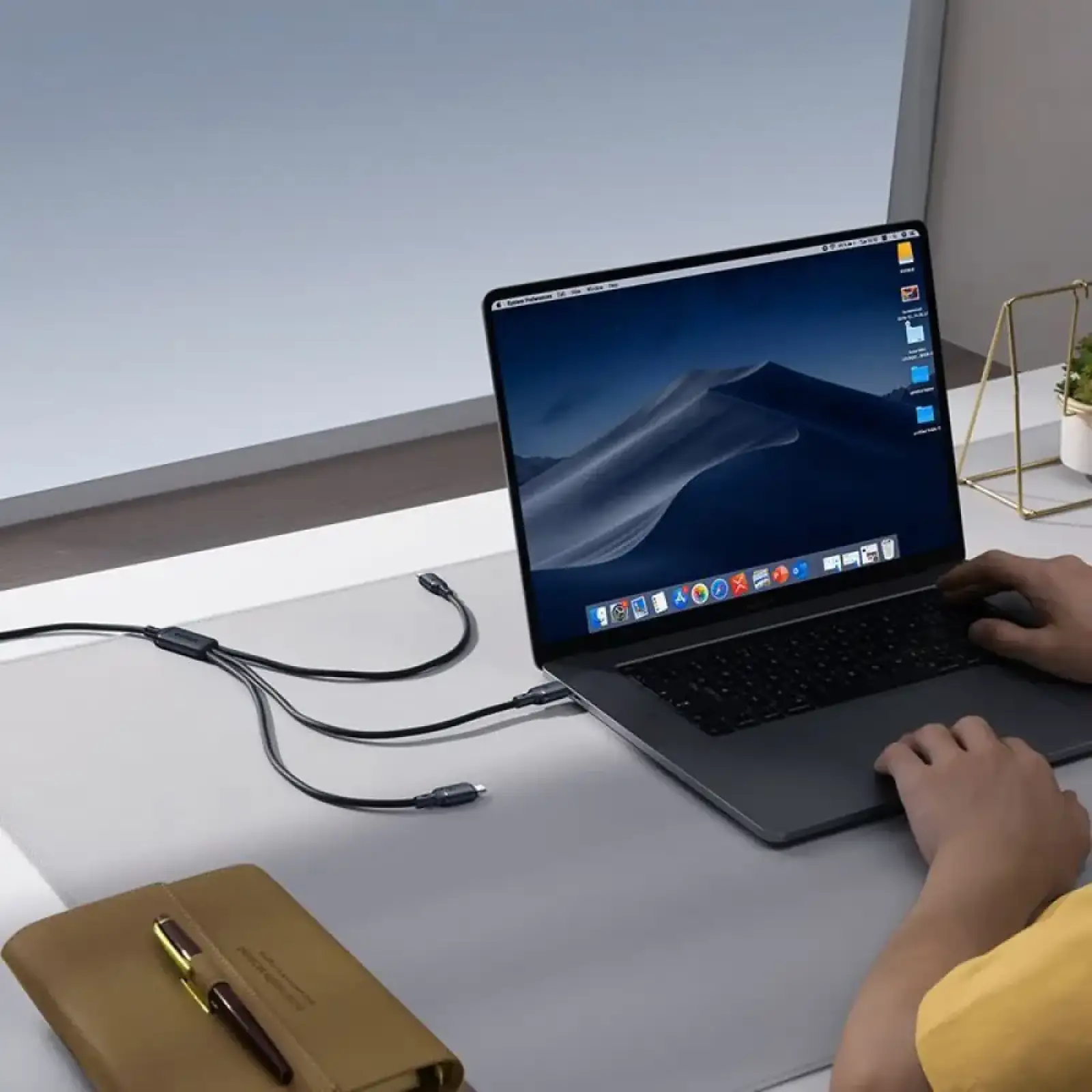 Кабель Baseus Silky One-for-Three Fast Charging Type-C to Micro USB+Lightning+Type-C 100W 1.5m Black