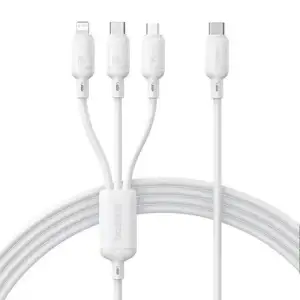 Кабель Baseus Silky One-for-Three Fast Charging Type-C to Micro USB+Lightning+Type-C 100W 1.5m White