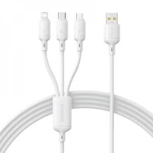 Кабель Baseus Silky One-for-Three Fast Charging USB to Micro USB+Lightning+Type-C 100W 1.5m White (P10377705213-00)