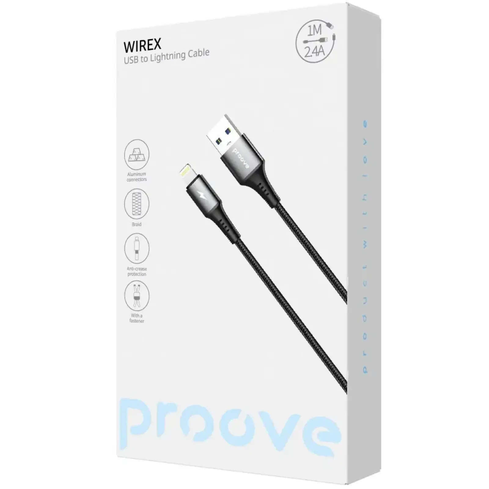 Кабель Proove WireX USB to Lightning 2.4A (1m) White