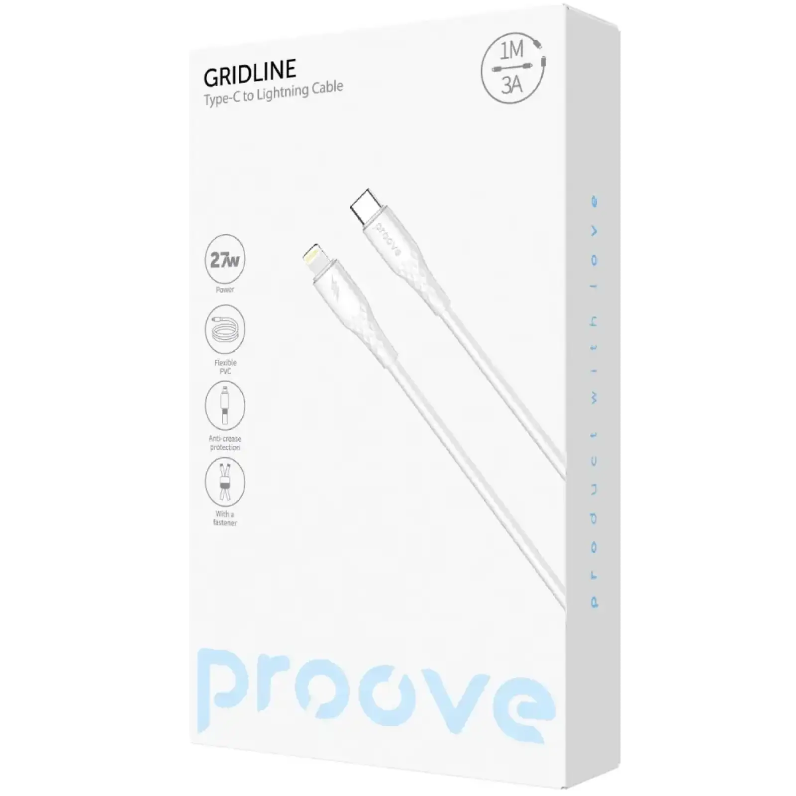 Кабель Proove GridLine Type-C to Lightning 27W (1m) White