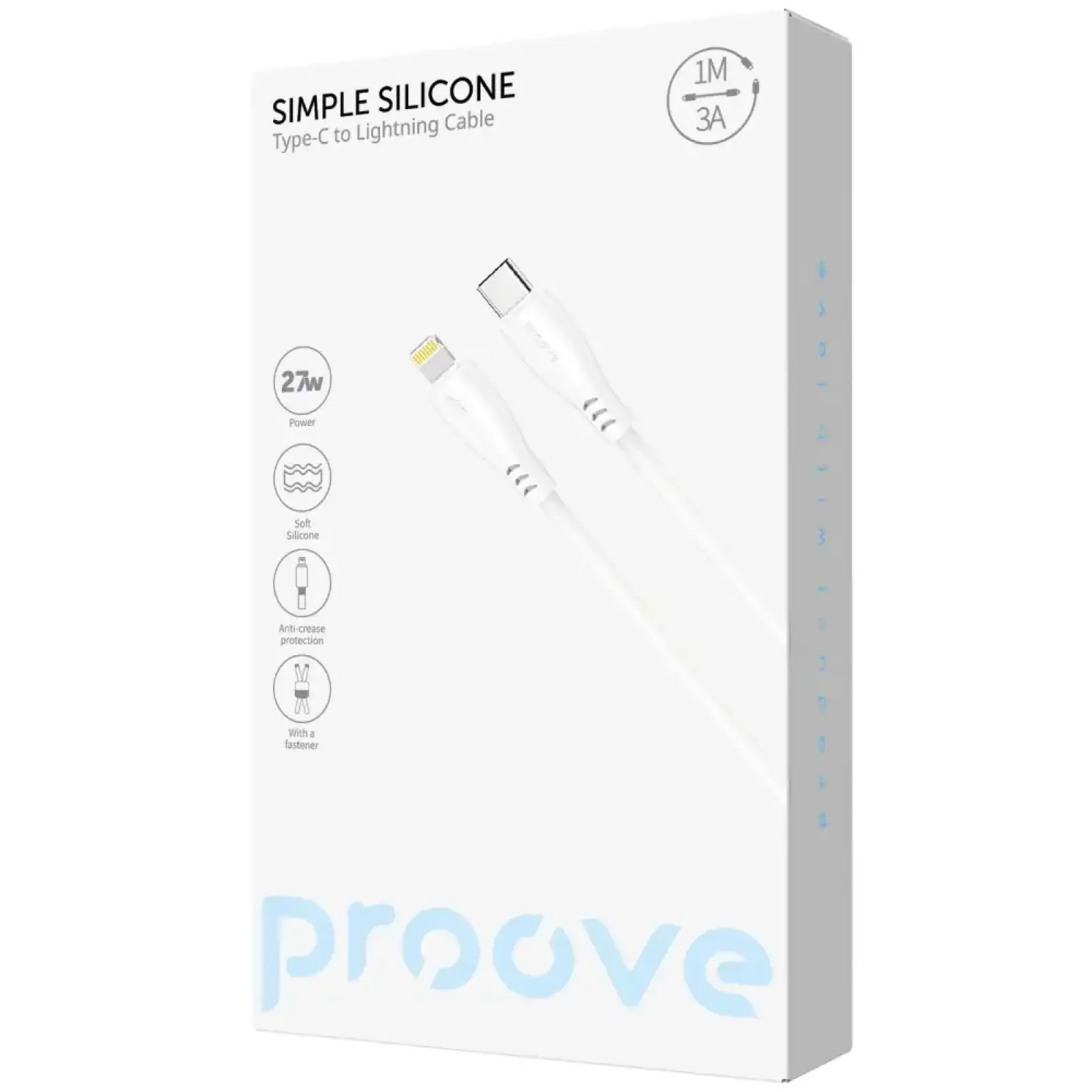 Кабель Proove Simple Silicone Type-C to Lightning 27W (1m) White
