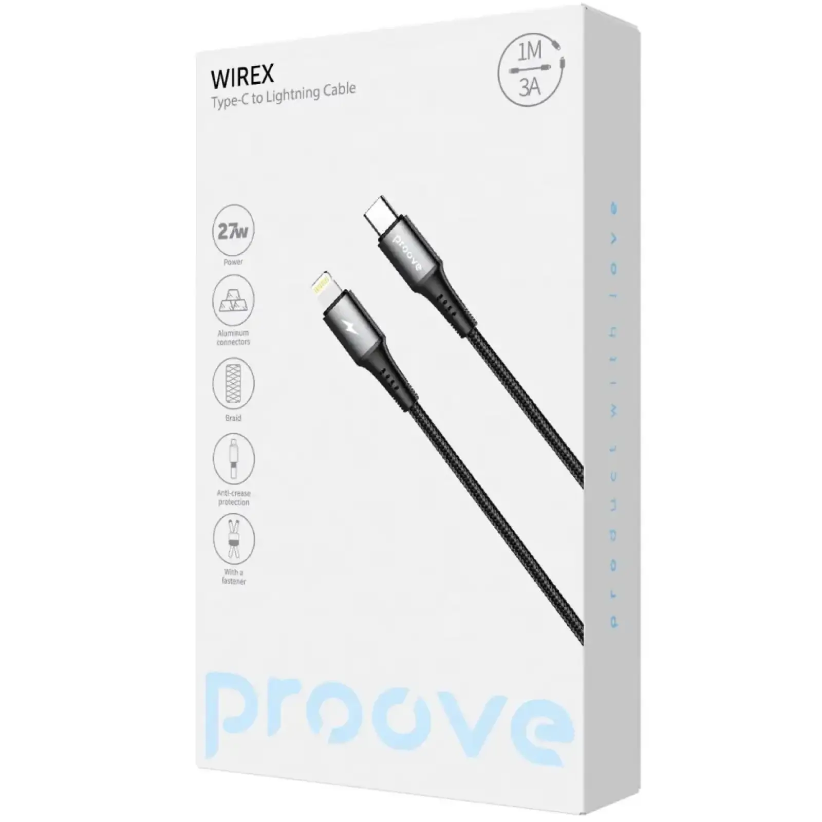 Кабель Proove WireX Type-C to Lightning 27W (1m) Black