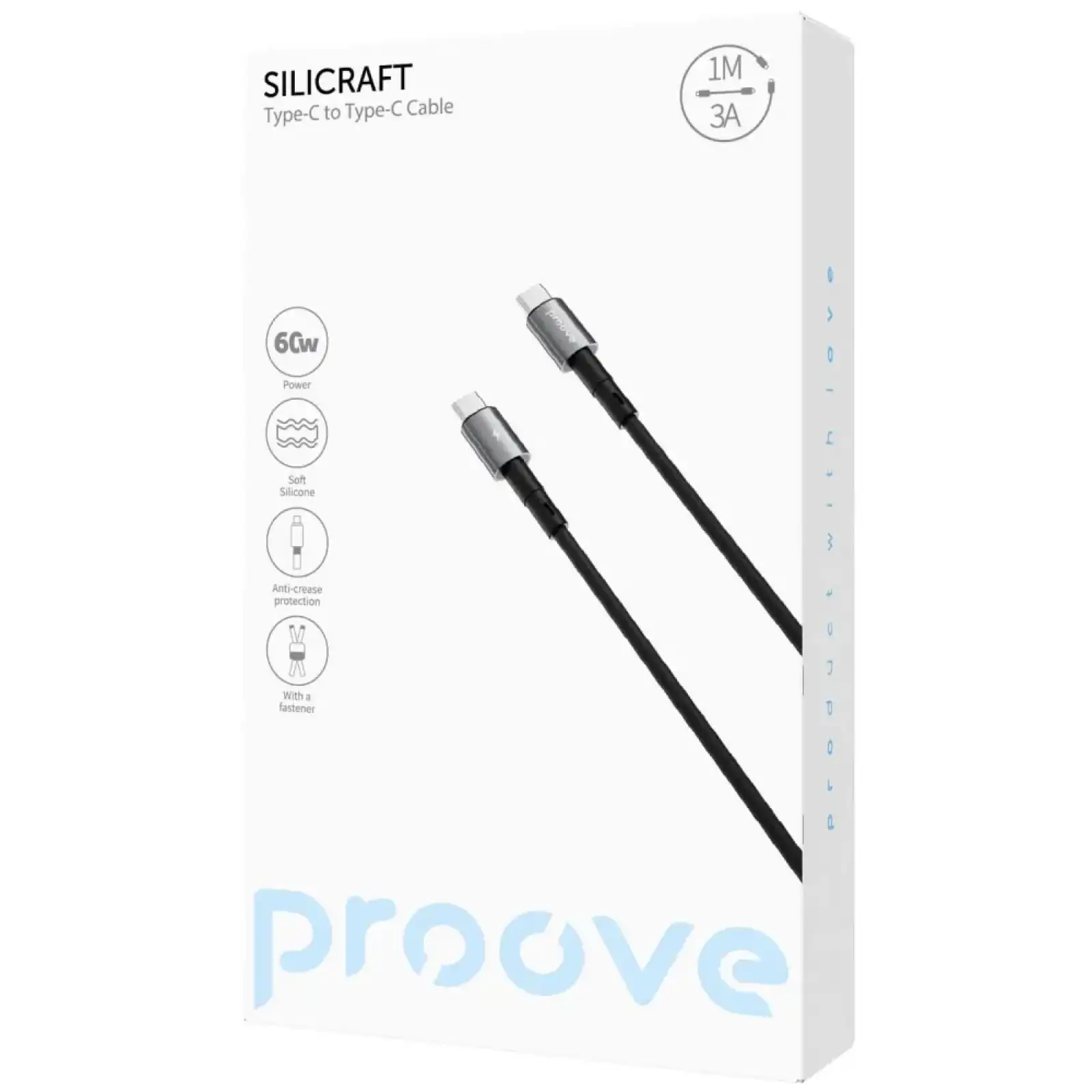 Кабель Proove Silicraft Type-C to Type-C 60W (1m) Black