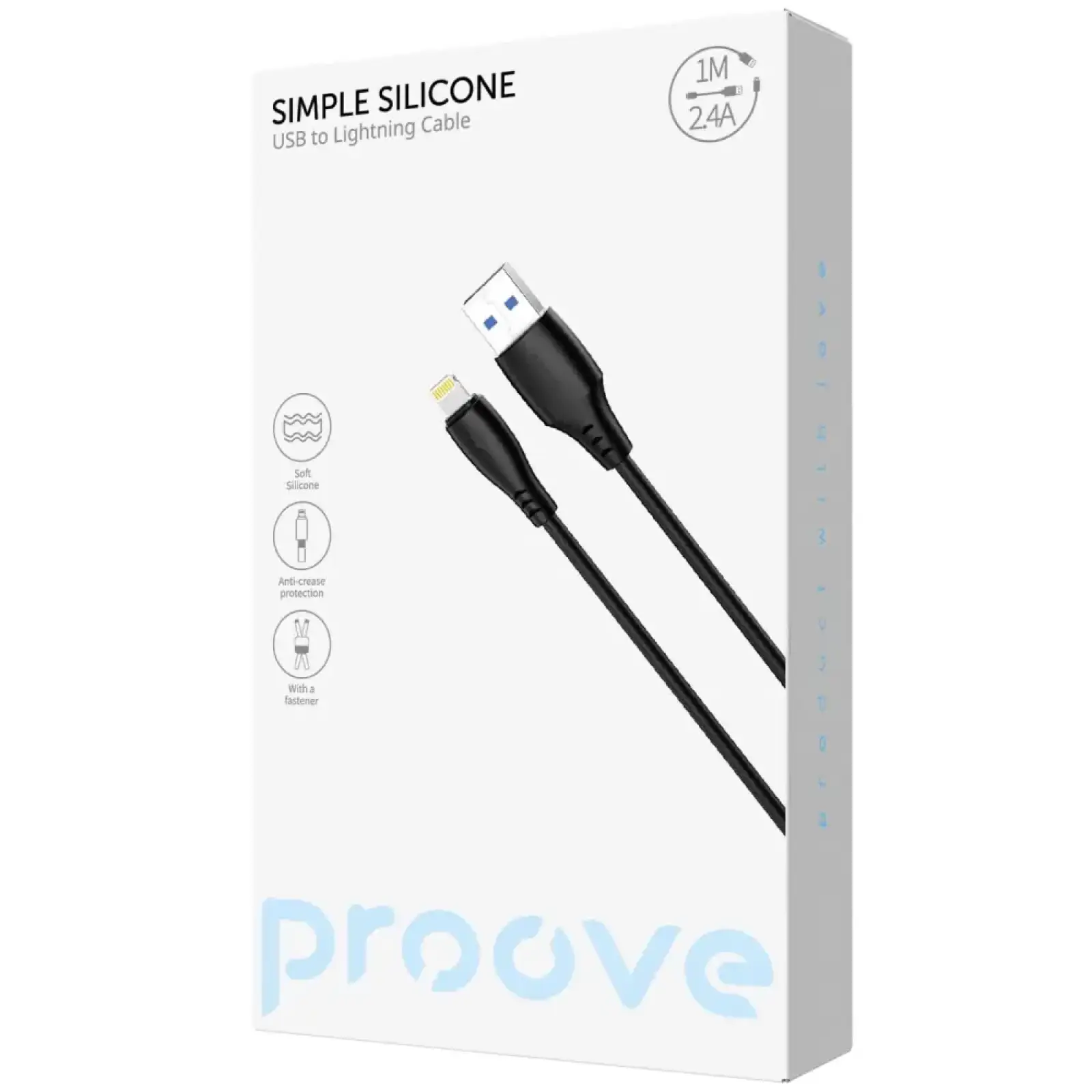 Кабель Proove Simple Silicone USB to Lightning 2.4A (1m) White