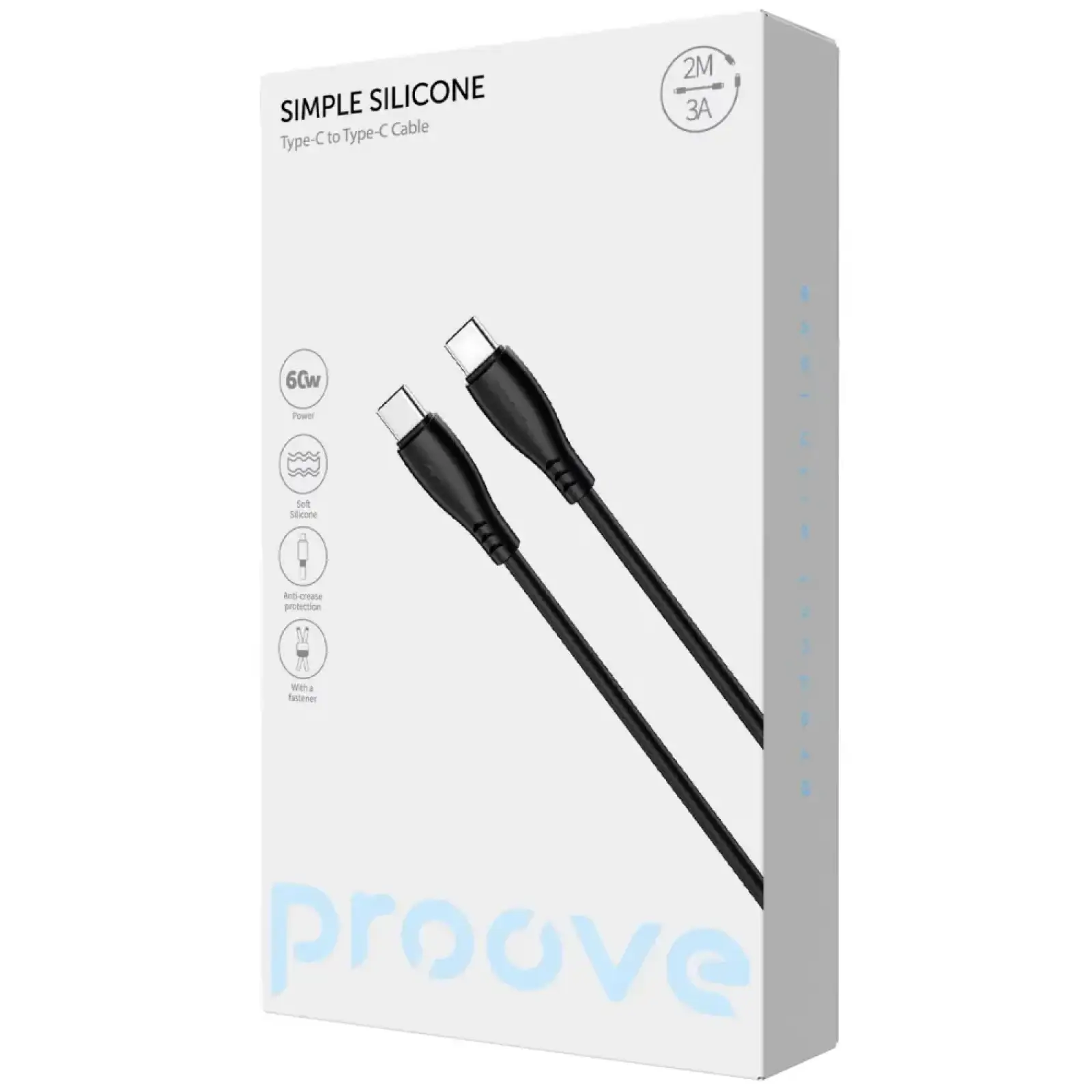 Кабель Proove Simple Silicone Type-C to Type-C 60W (2m) White