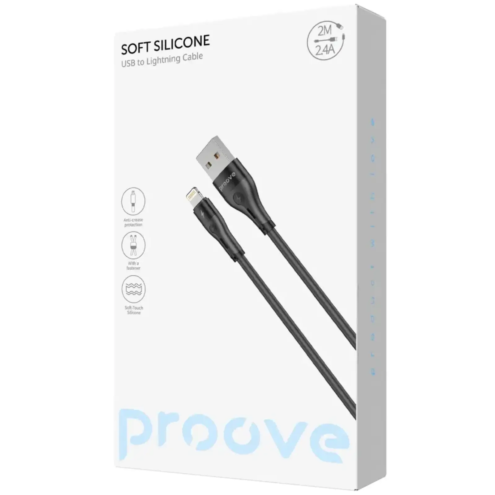 Кабель Proove Soft Silicone USB to Lightning 2.4A (2m) White