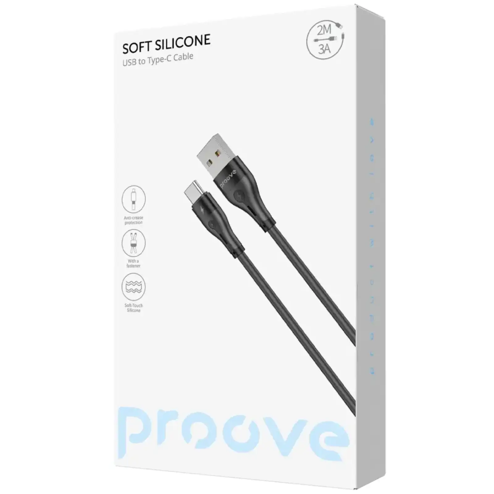 Кабель Proove Soft Silicone USB to Type-C 3A (2m) White