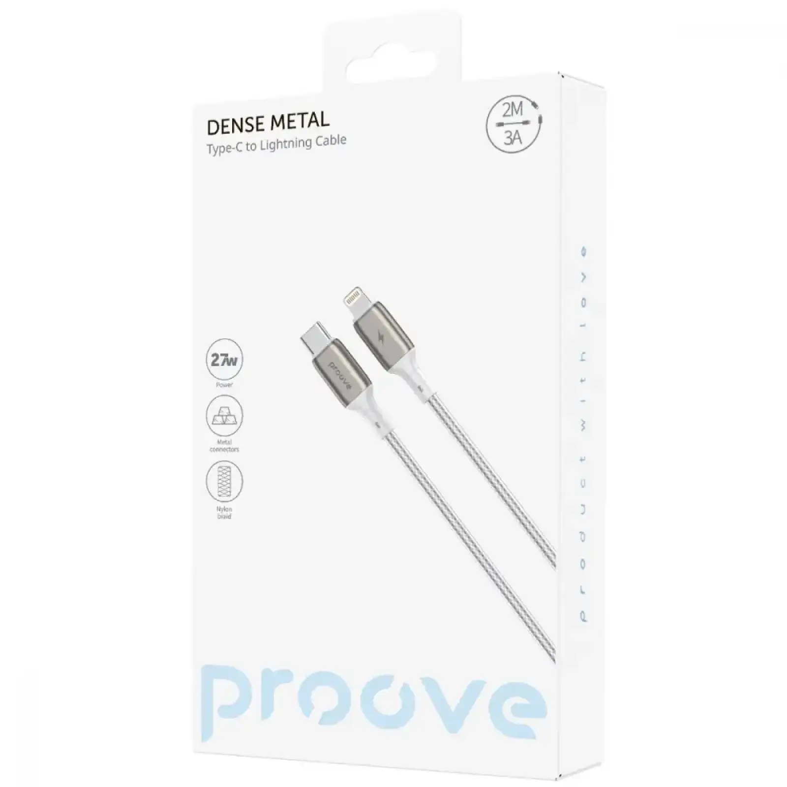 Кабель Proove Dense Metal Type-C to Lightning 27W (2m) White