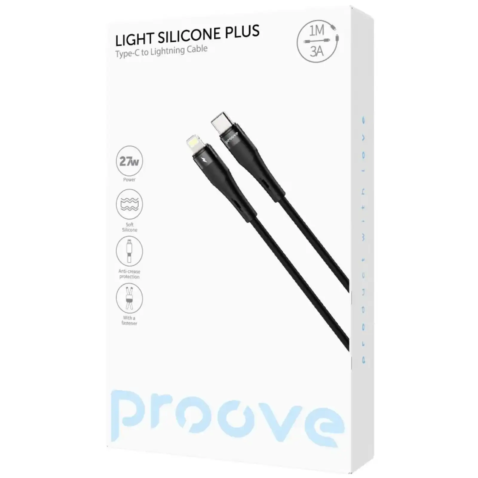 Кабель Proove Light Silicone Plus Type-C to Lightning 27W (1m) Black