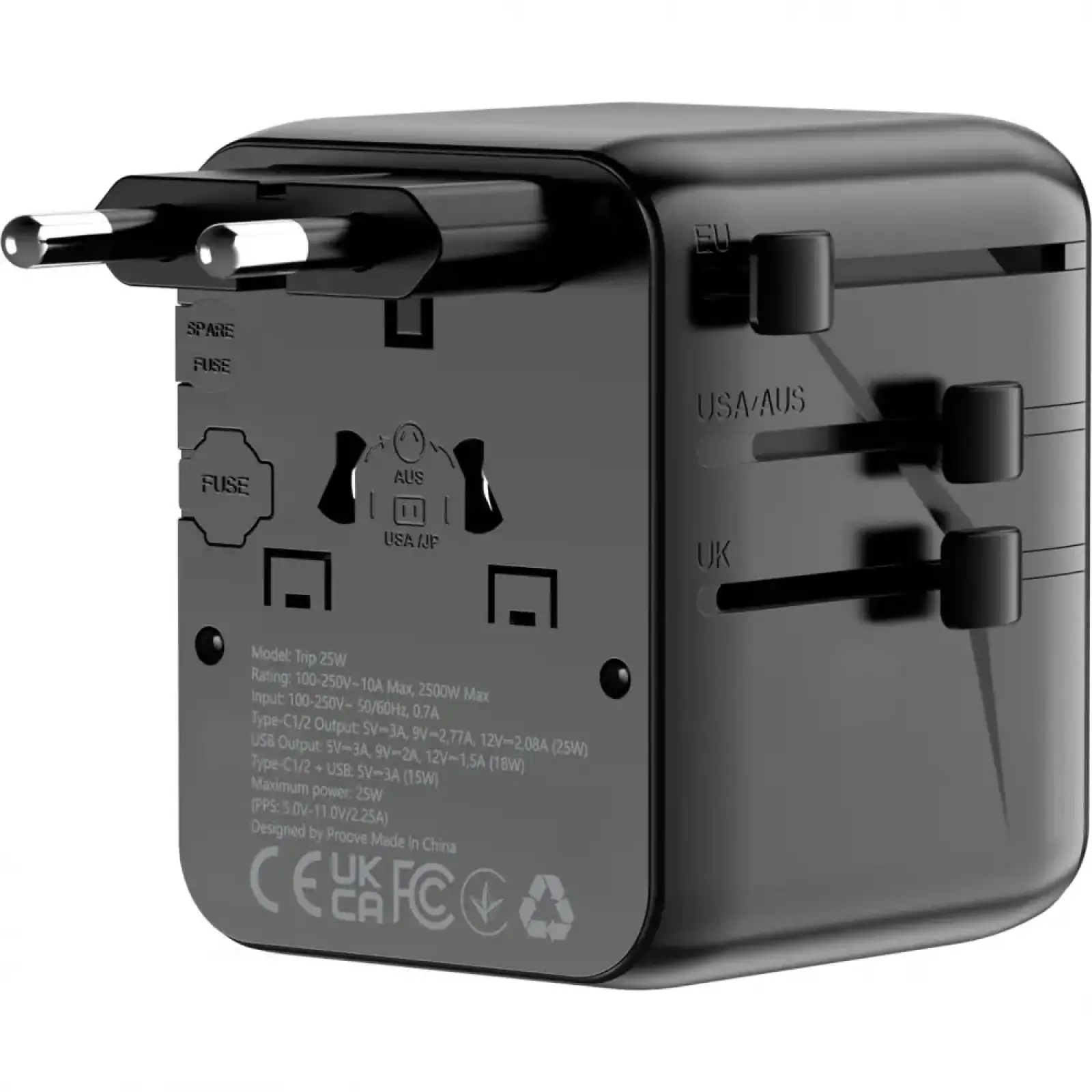 Універсальний адаптер Proove Trip 25W Black TATL25310001