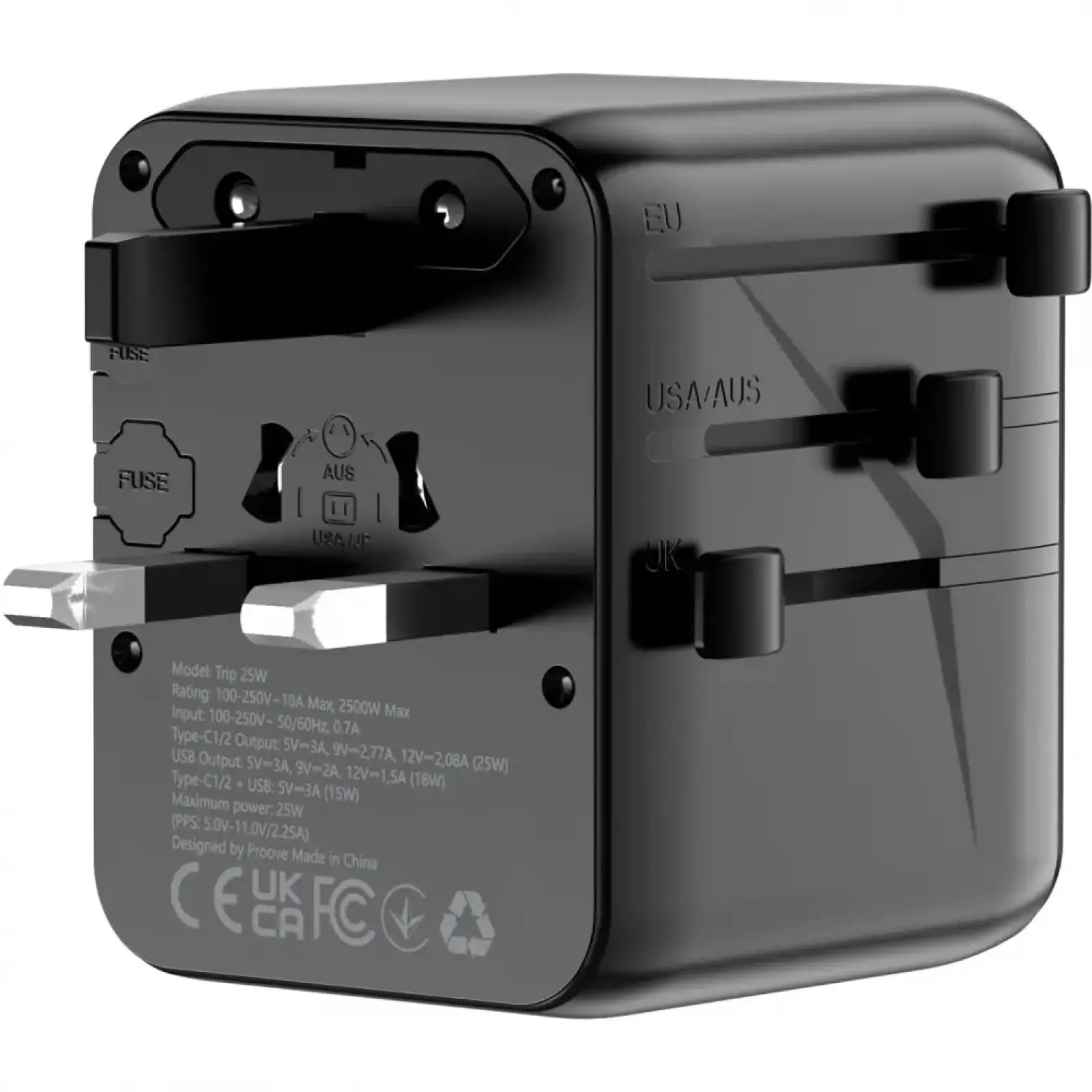 Універсальний адаптер Proove Trip 25W Black TATL25310001