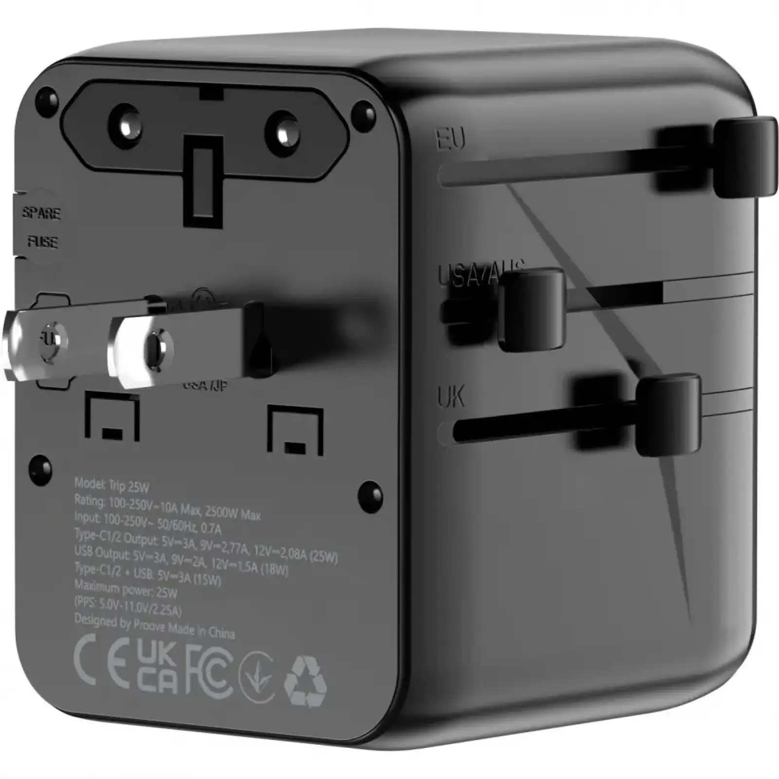 Універсальний адаптер Proove Trip 25W Black TATL25310001