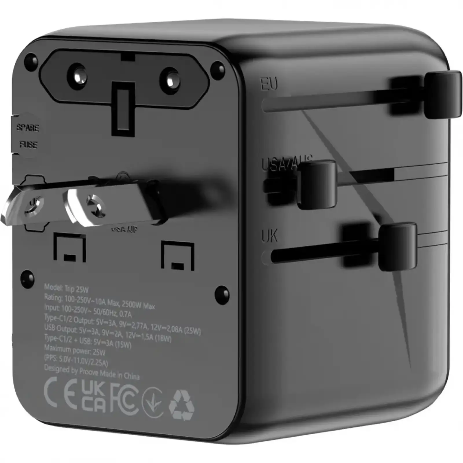 Універсальний адаптер Proove Trip 25W Black TATL25310001