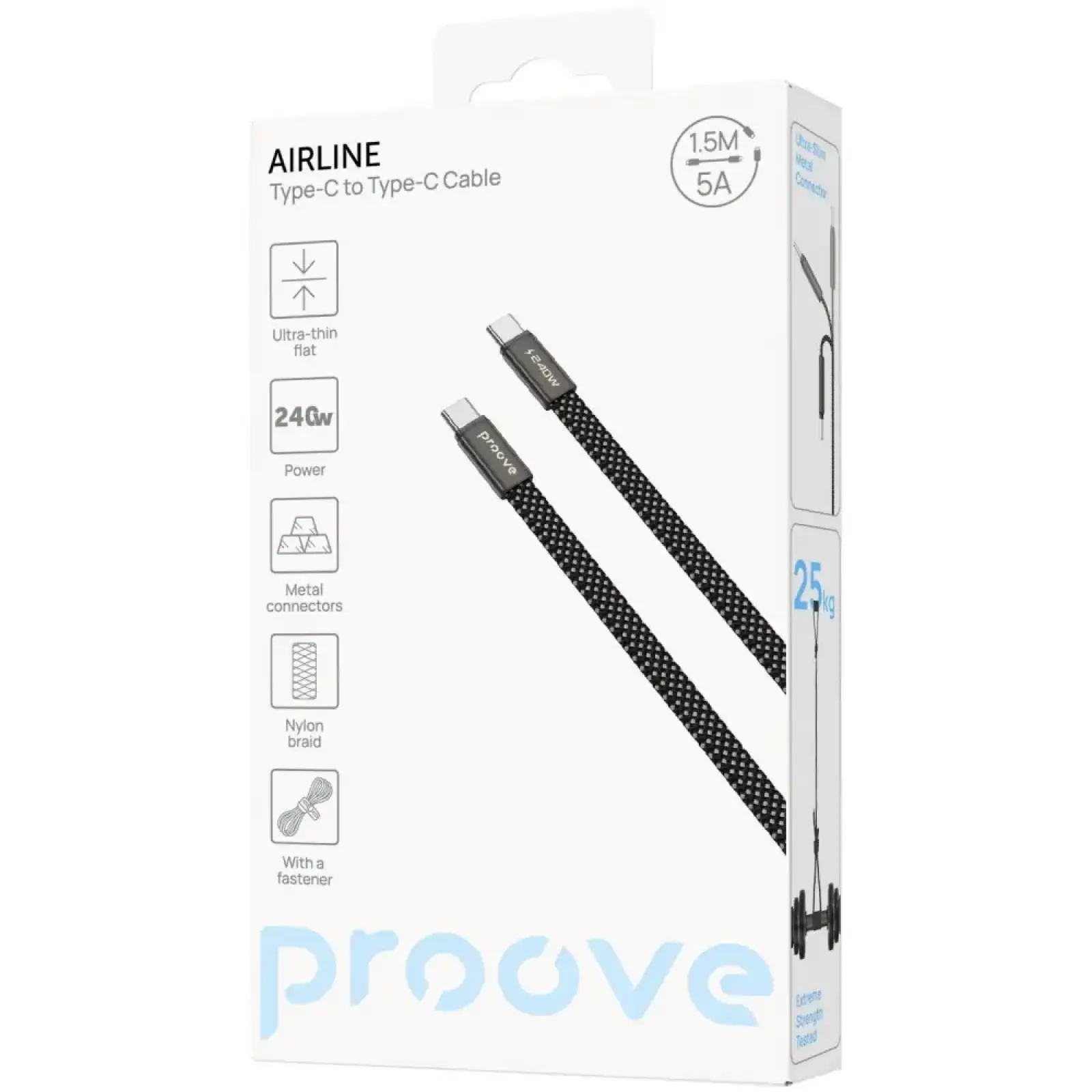 Кабель Proove AirLine Type-C to Type-C 240W (1.5m) White
