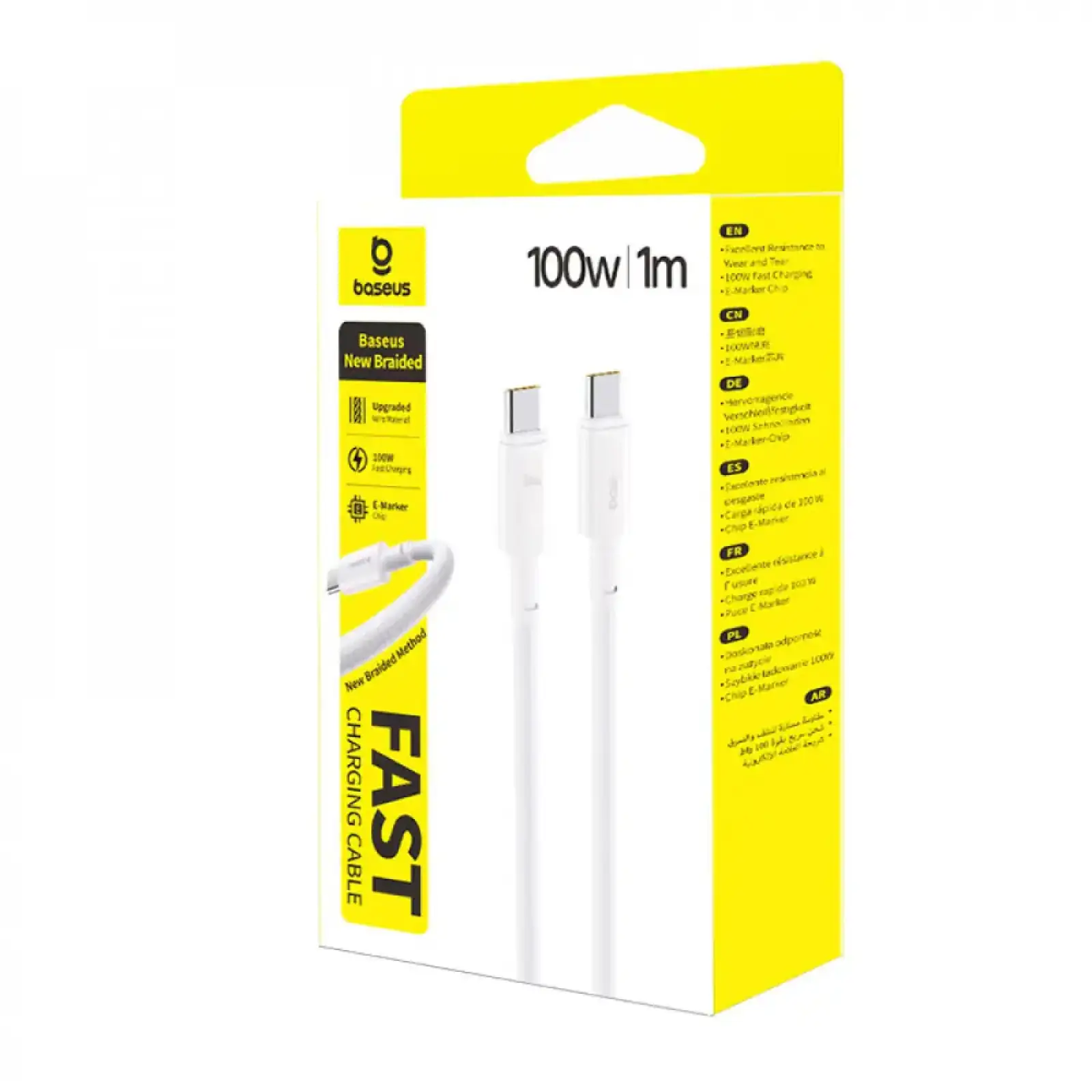 Кабель Baseus New Braided Fast Charging Type-C to Type-C 100W (1m) White