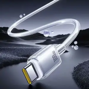 Кабель Baseus Crystal Fast Charging Data USB to Type-C (Car Charging Supported) 100W/7.5W (1m) White