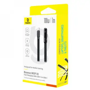 Кабель Baseus MVP 3 Fast Charging Type-C to Type-C 100W (1m) Black