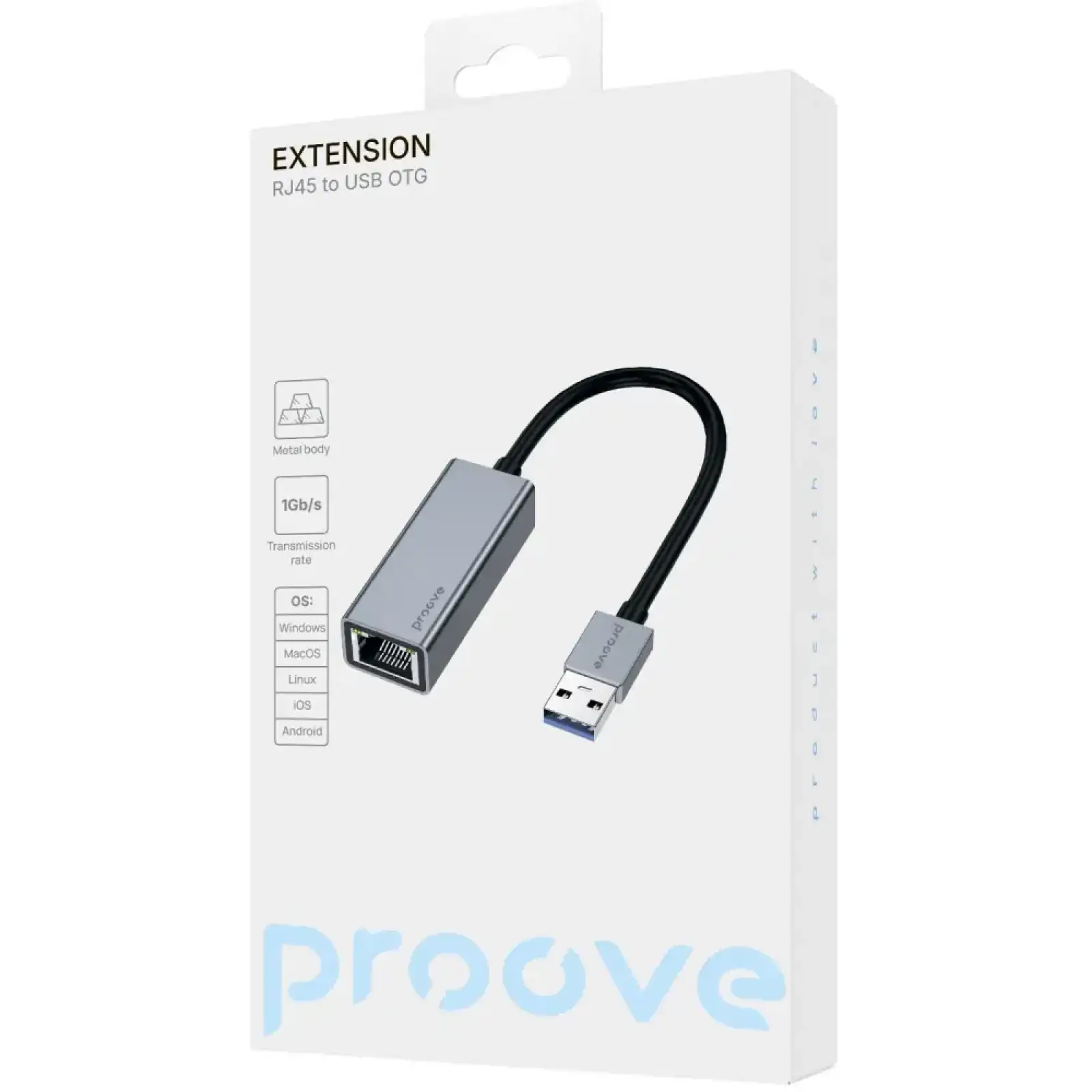 Перехідник OTG Proove Extension RJ 45 to USB silver