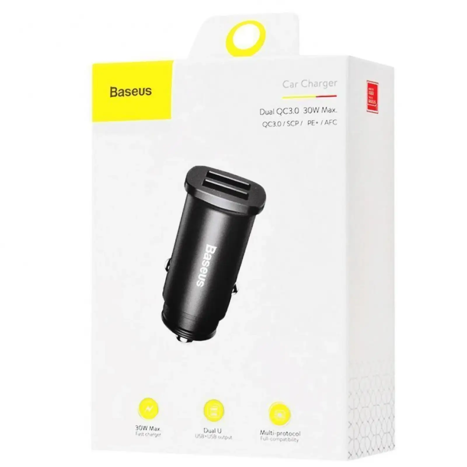 АЗУ Baseus Square Metal QC 3.0 30W 2USB Black, CCALL-DS01