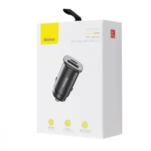 АЗП Baseus Square Metal PD 3.0 QC 4.0+ 30W USB + Type-C Black, CCALL-AS01