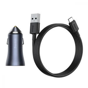 АЗП Baseus Golden Contactor Pro 40W USB + Type-C + Cable Type-C 5A (1m) Dark Gray, TZCCJD-0G