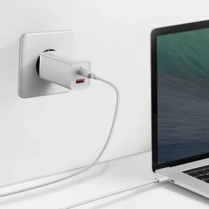 МЗП Baseus GaN2 Lite Quick Charger 65W (1 Type-C + 1 USB) White, CCGAN2L-B02
