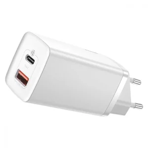 МЗП Baseus GaN2 Lite Quick Charger 65W (1 Type-C + 1 USB) White, CCGAN2L-B02