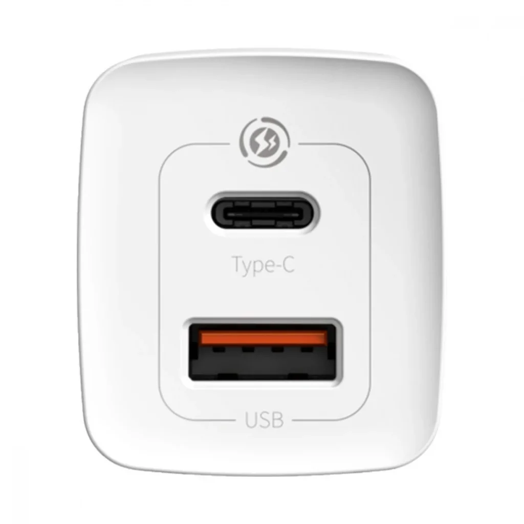 МЗП Baseus GaN2 Lite Quick Charger 65W (1 Type-C + 1 USB) White, CCGAN2L-B02