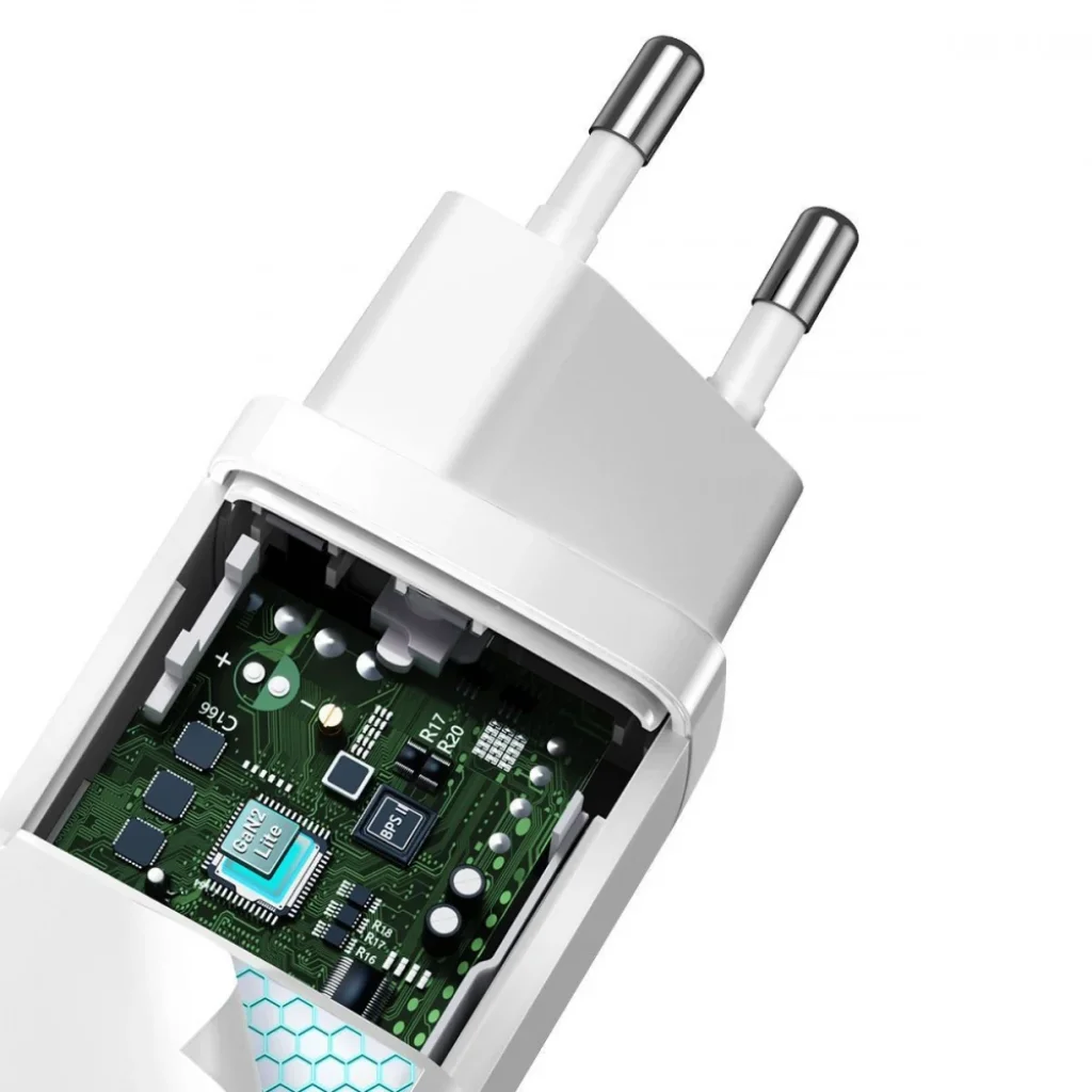 МЗП Baseus GaN2 Lite Quick Charger 65W (1 Type-C + 1 USB) White, CCGAN2L-B02