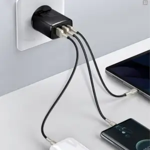 МЗП Baseus Compact Quick Charger 30W QC+ PD (1Type-C + 2USB) White, CCXJ-E02