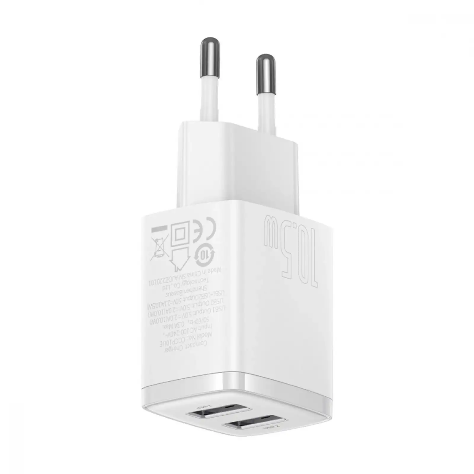 МЗП Baseus Compact 10,5W (2 USB) White, CCXJ010202