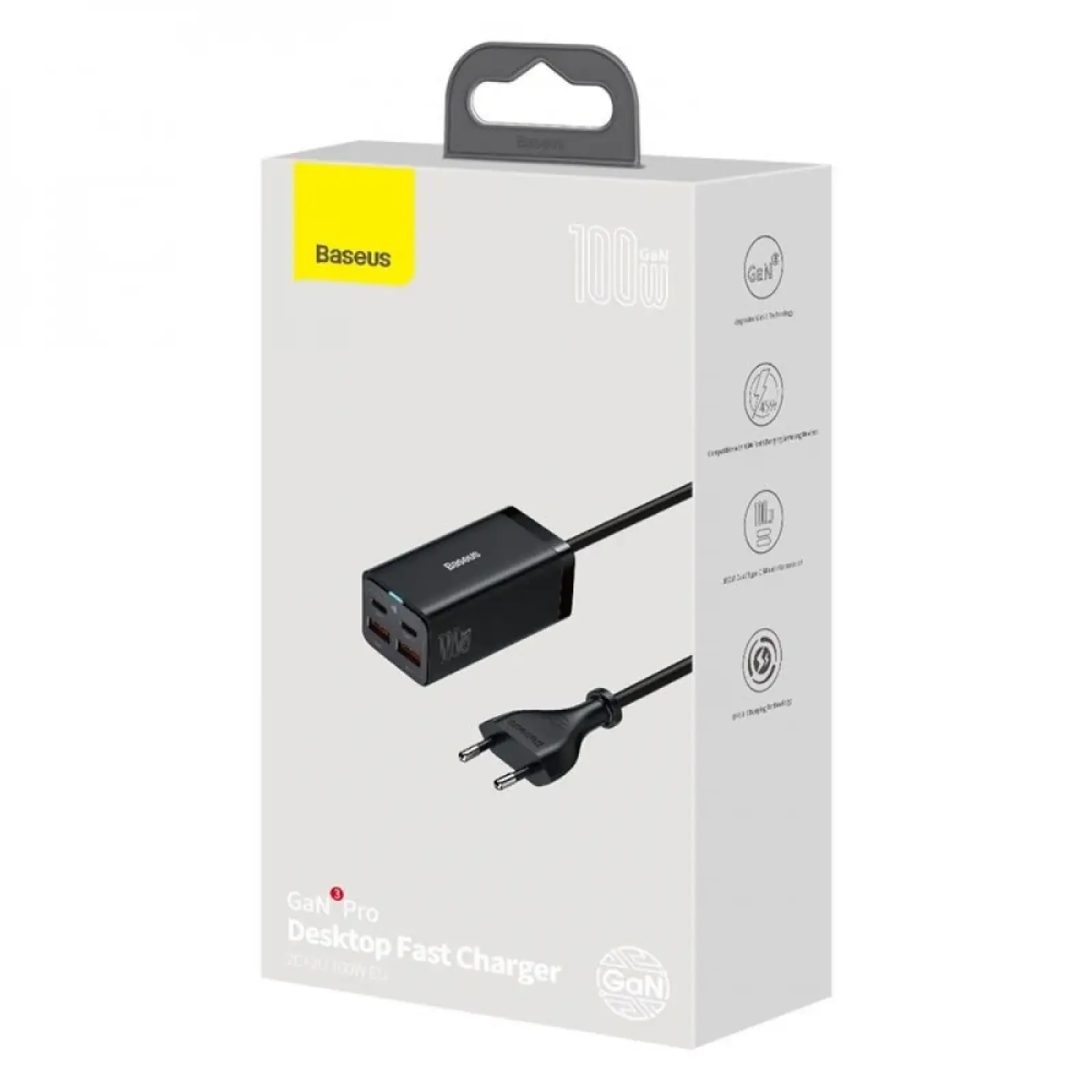 МЗП Baseus GaN3 Pro 100W (2 Type-C + 2 USB) Black, CCGP000101