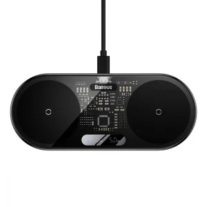 Беспроводная зарядка Baseus Digital LED Display 2in1 20W Black, WXSX010101